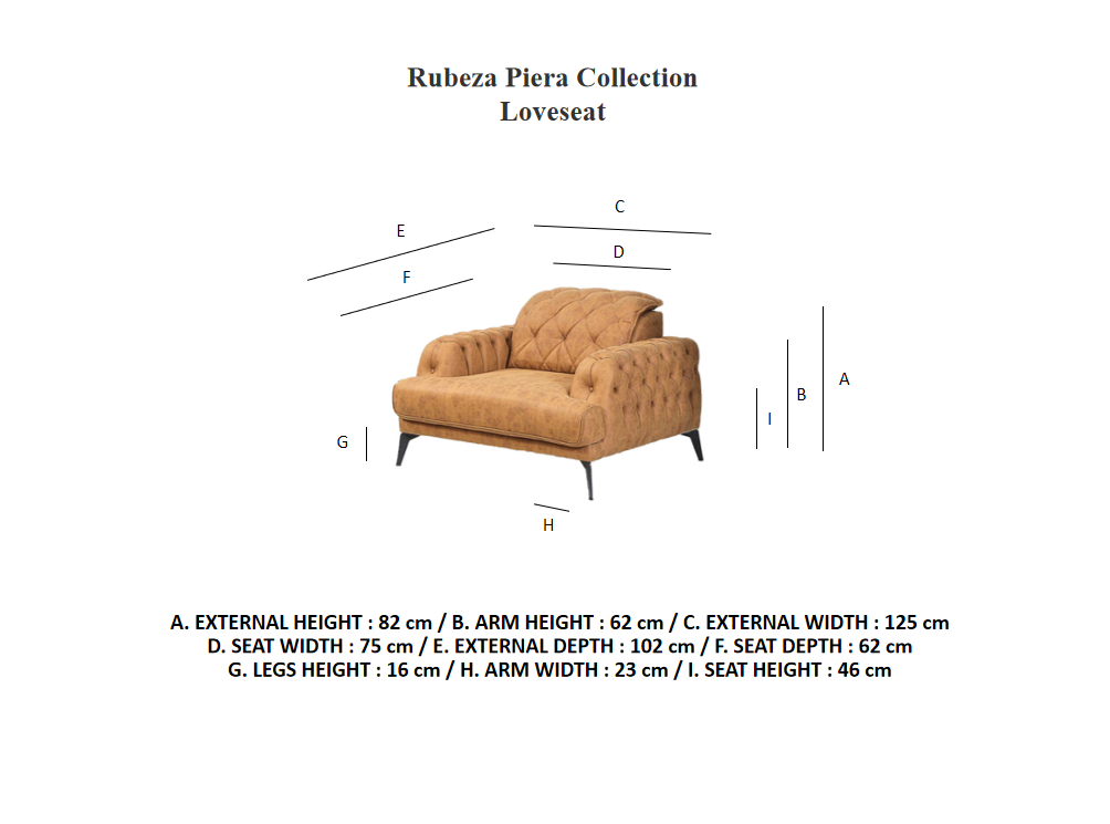 Rubeza Piera Loveseat - Tan