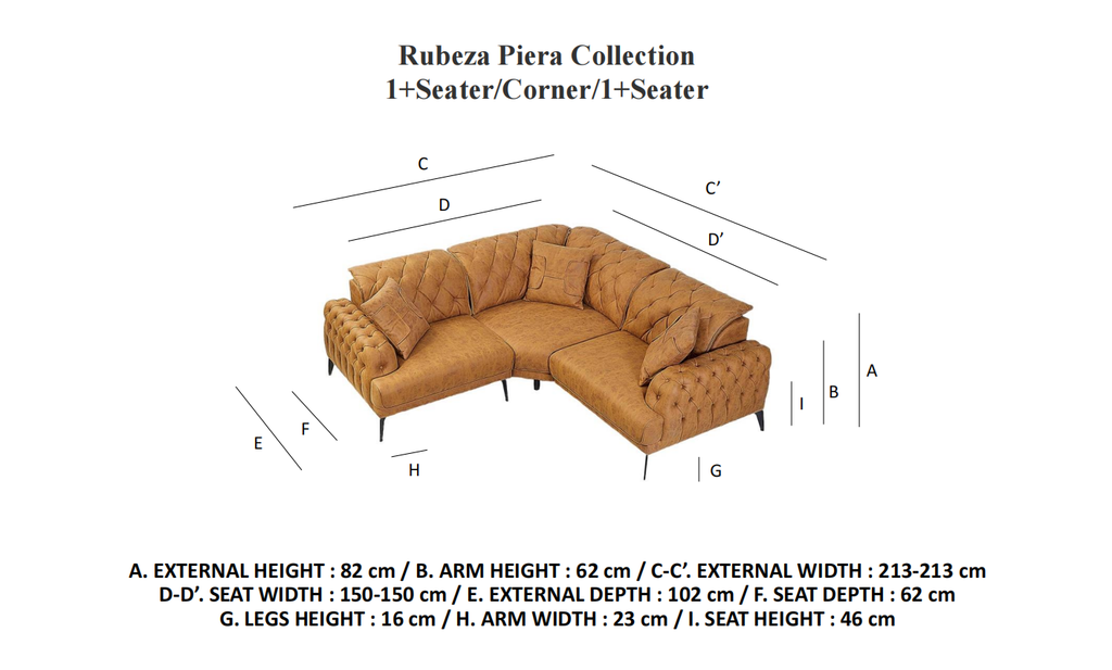 Rubeza Piera 1+Seater/Corner/1+Seater - Tan