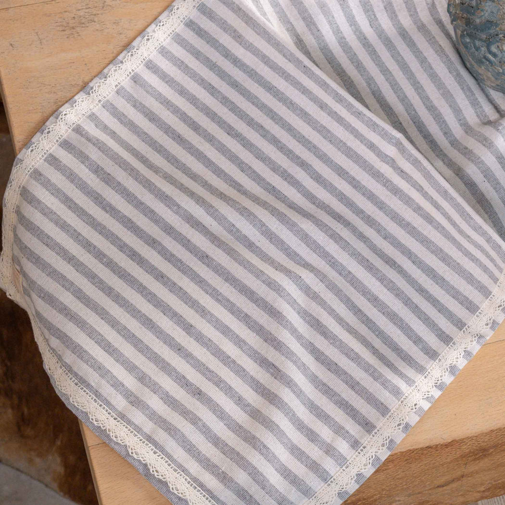 Striped Lace Linen Table Runner