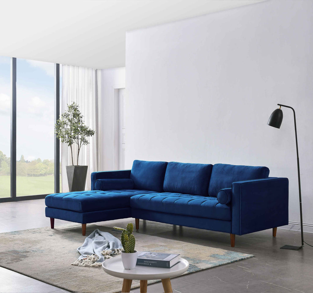 Rubeza Scott 4 Seater Left Hand Facing Chaise End Corner Sofa - Indigo Blue