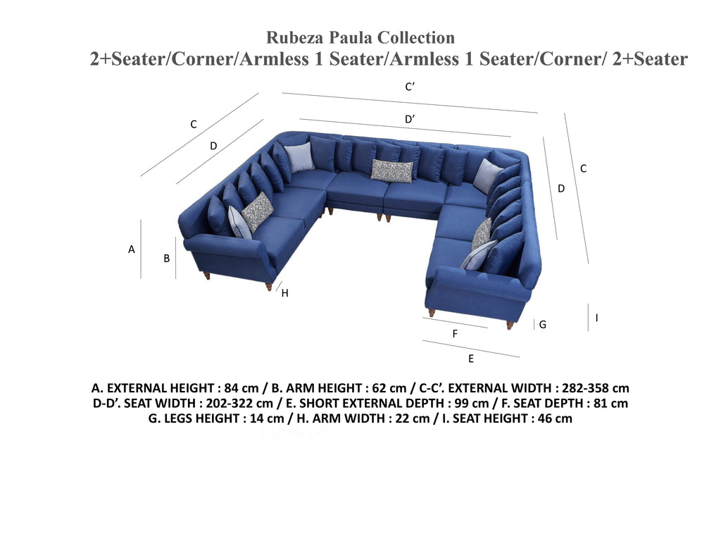 Rubeza Paula 2+Seater/Corner/Armless 1 Seater/Armless 1 Seater/Corner/ 2+Seater - Daisy White