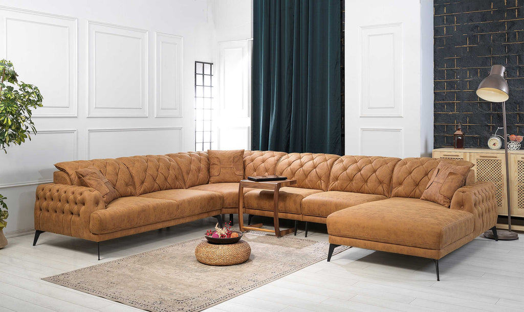 Rubeza Piera 2+Seater/Corner/Armless 1 Seater/Armless 1 Seater/ Chaise - Tan