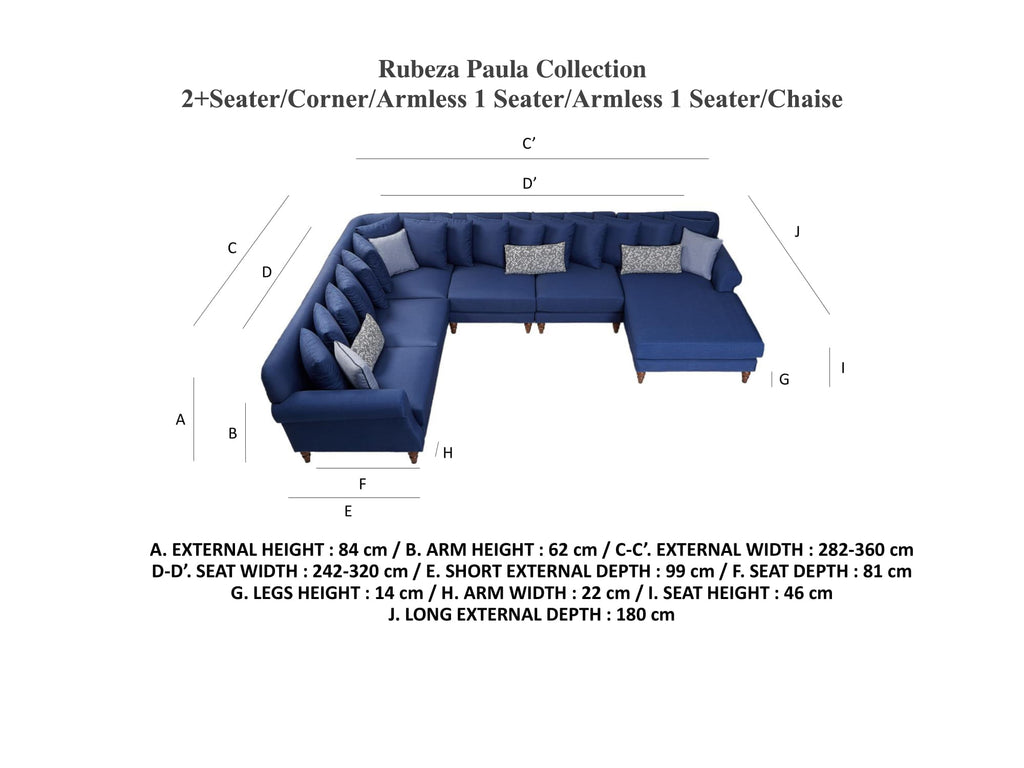 Rubeza Paula 2+Seater/Corner/Armless 1 Seater/Armless 1 Seater/Chaise - Tortilla Brown