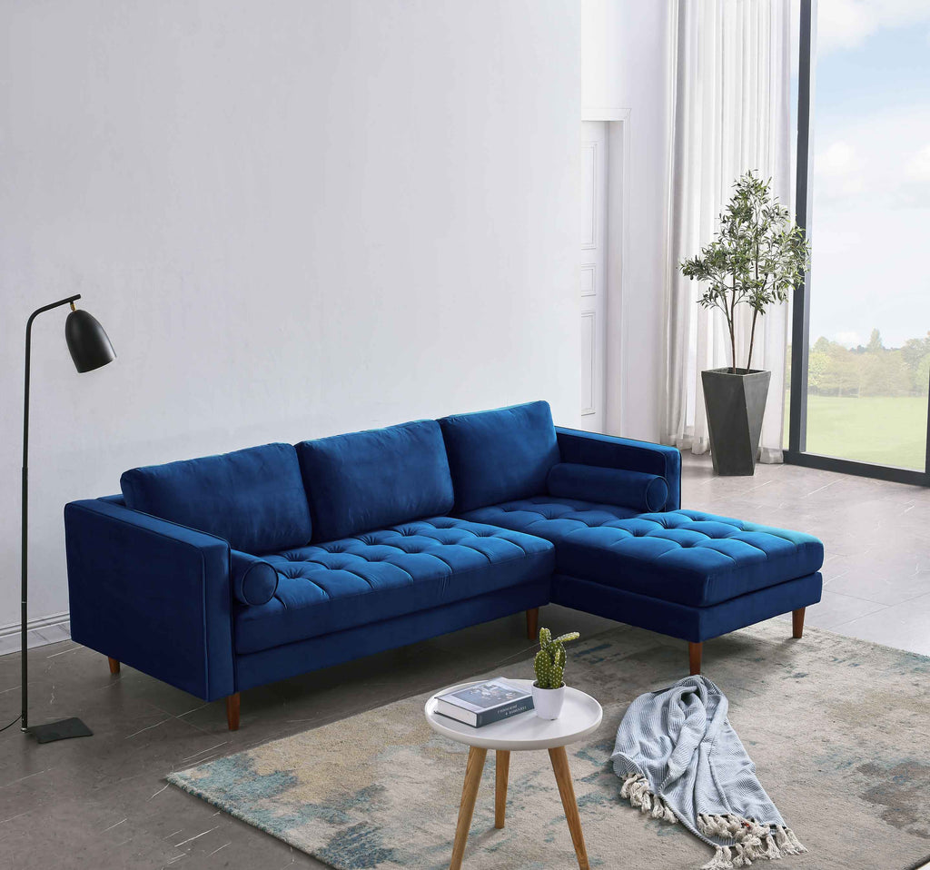 Rubeza Scott 4 Seater Right Hand Facing Chaise End Corner Sofa - Indigo Blue