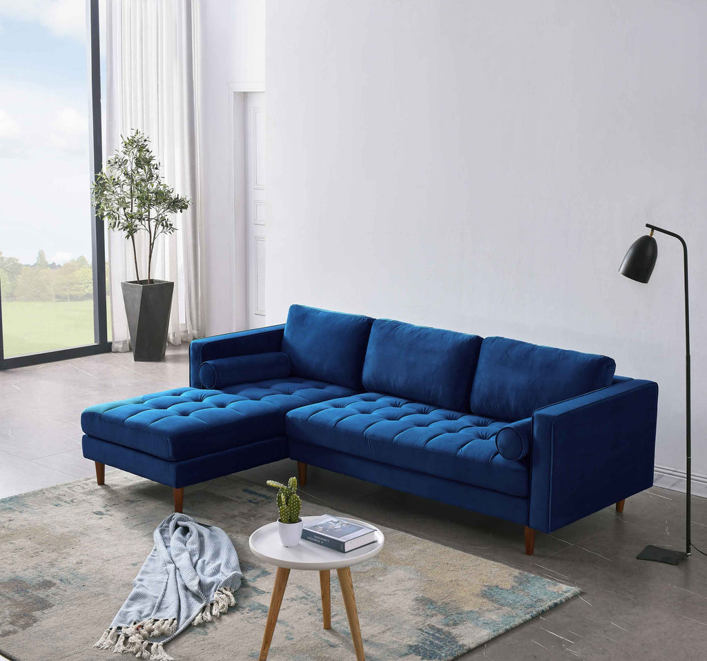 Rubeza Scott 4 Seater Left Hand Facing Chaise End Corner Sofa - Indigo Blue