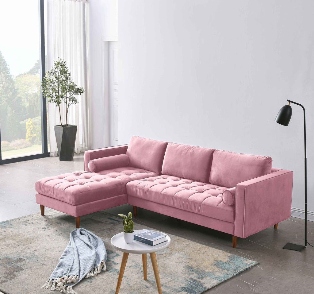 Rubeza Scott 4 Seater Left Hand Facing Chaise End Corner Sofa  - Taffy Pink