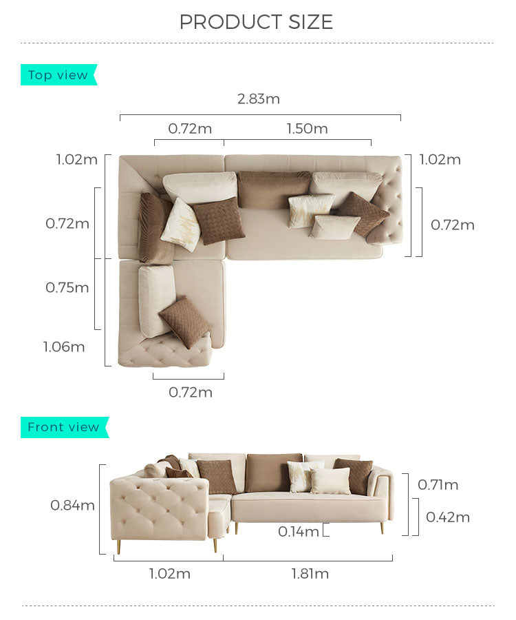 Rubeza Sofia 2+Seater/Corner/1+Seater - Warm Sand