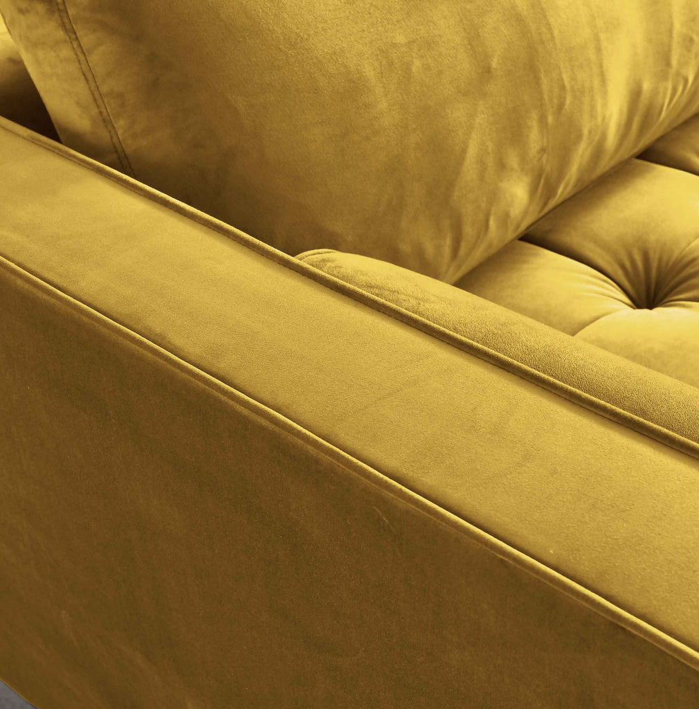 Rubeza Scott 4 Seater Left Hand Facing Chaise End Corner Sofa - Posh Gold