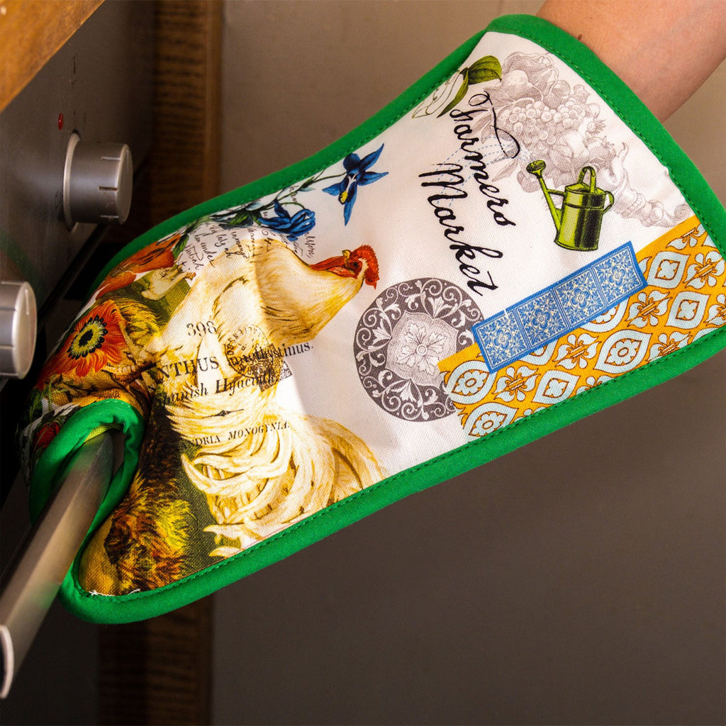 Heat Resistant Patterned Special Oven Glove and Holder Set