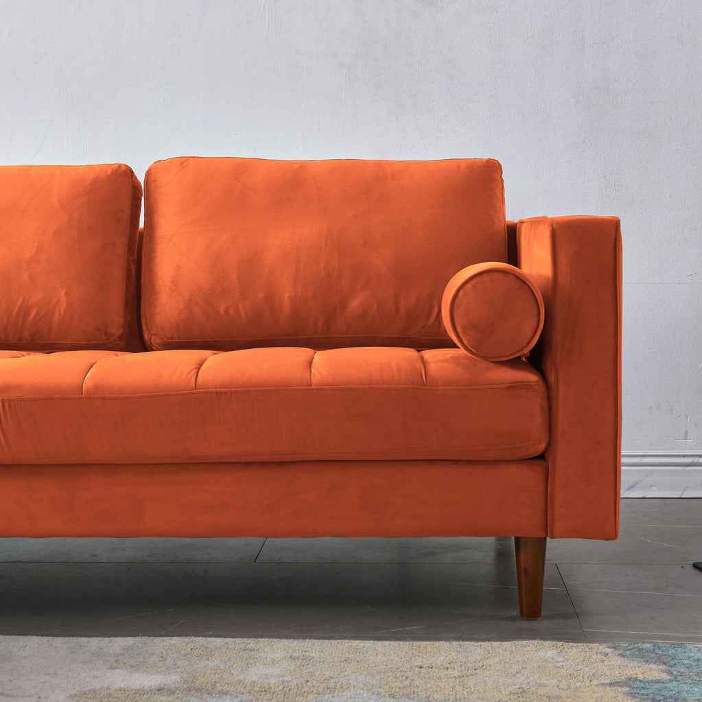 Rubeza Scott 4 Seater Left Hand Facing Chaise End Corner Sofa - Burnt Orange