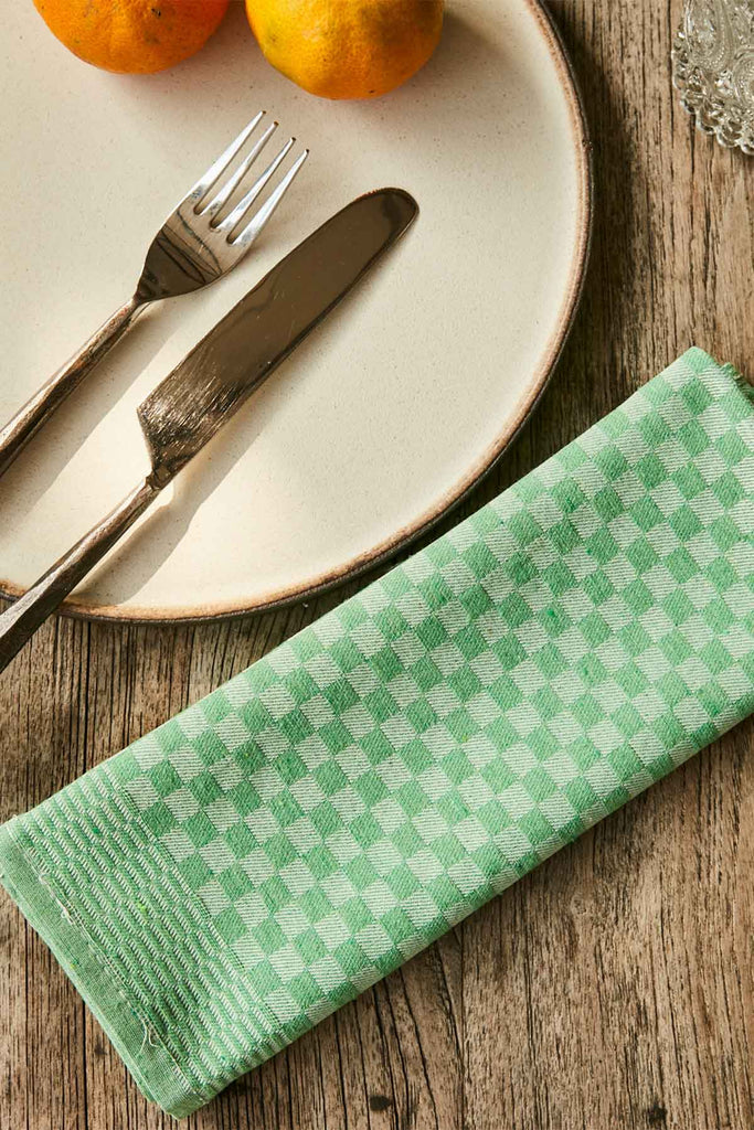 Vintage Style Design Chequered Napkins - Set of 6