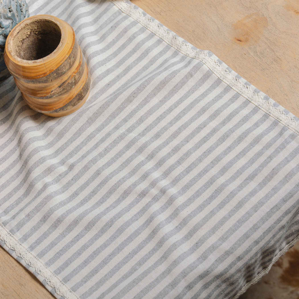 Striped Lace Linen Table Runner