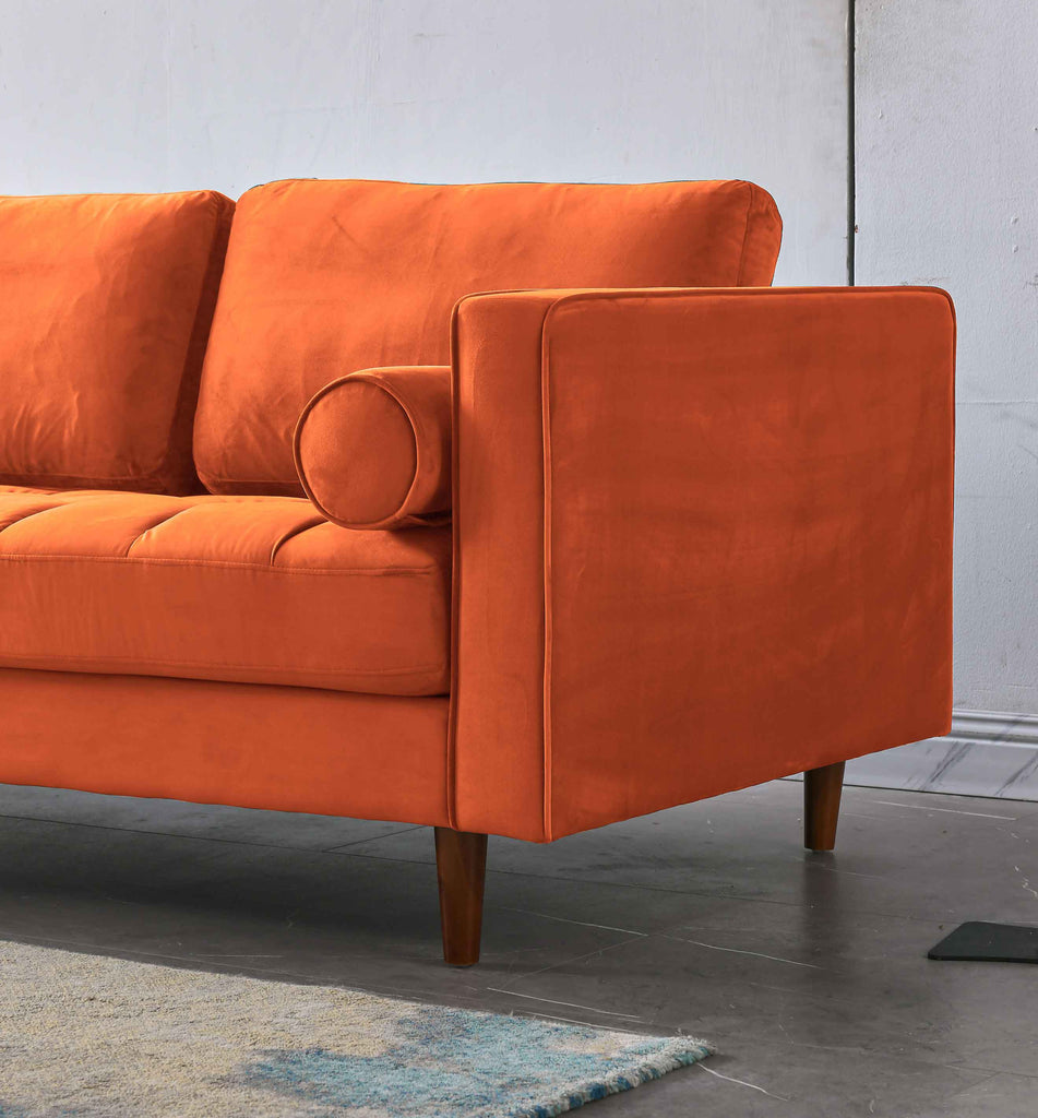 Rubeza Scott 4 Seater Left Hand Facing Chaise End Corner Sofa - Burnt Orange