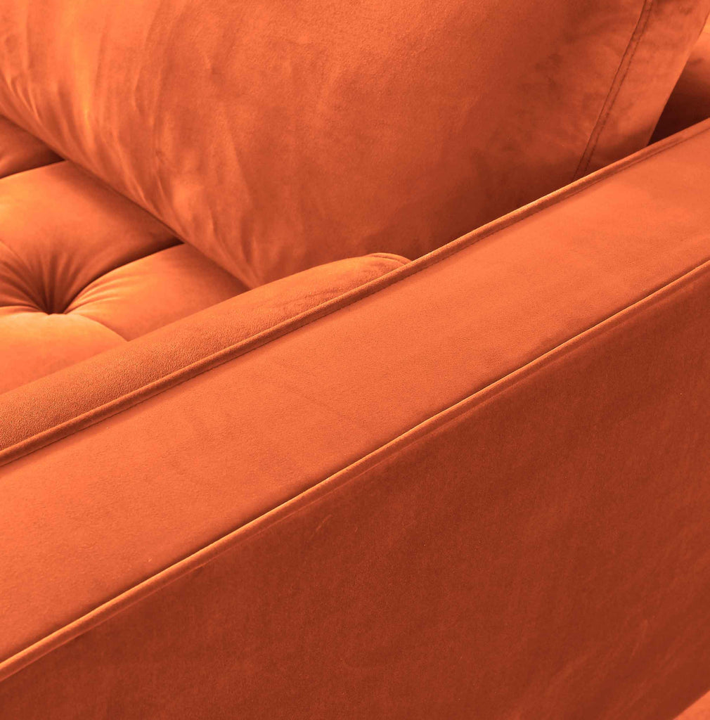 Rubeza Scott 4 Seater Left Hand Facing Chaise End Corner Sofa - Burnt Orange