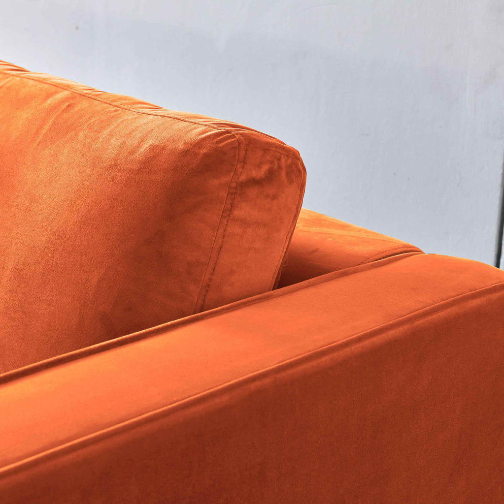 Rubeza Scott 4 Seater Left Hand Facing Chaise End Corner Sofa - Burnt Orange