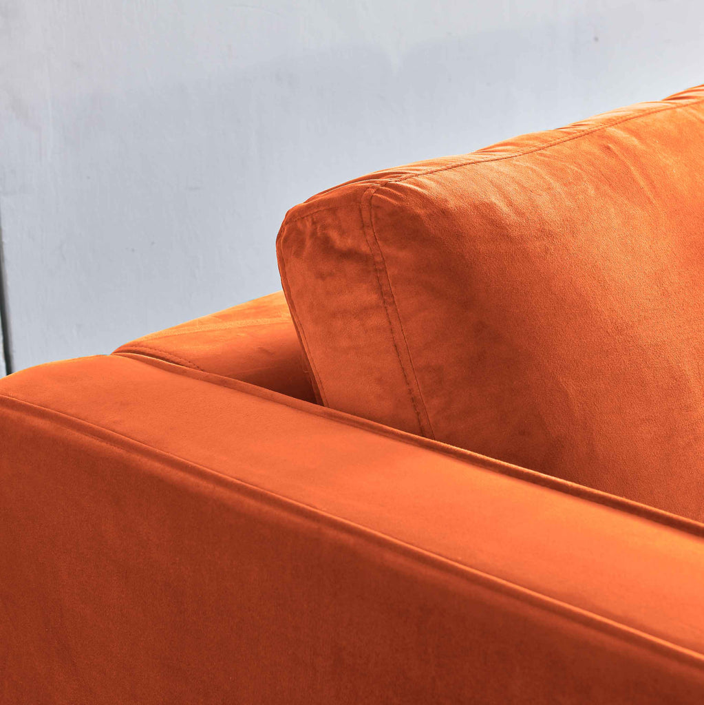Rubeza Scott 4 Seater Right Hand Facing Chaise End Corner Sofa - Burnt Orange