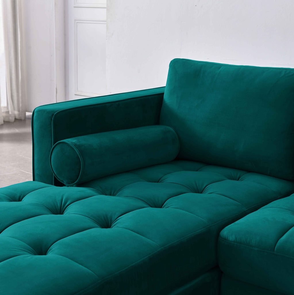 Rubeza Scott 4 Seater Left Hand Facing Chaise End Corner Sofa - Ocean Green