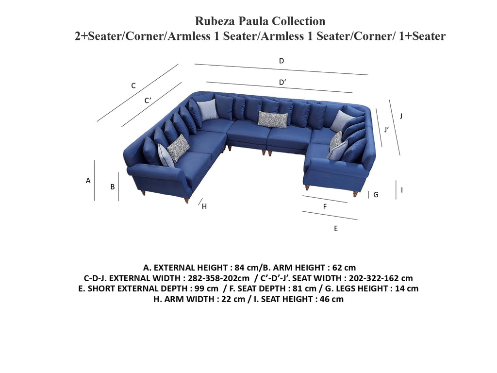 Rubeza Paula 2+Seater/Corner/Armless 1 Seater/Armless 1 Seater/Corner/ 1+Seater - Tortilla Brown