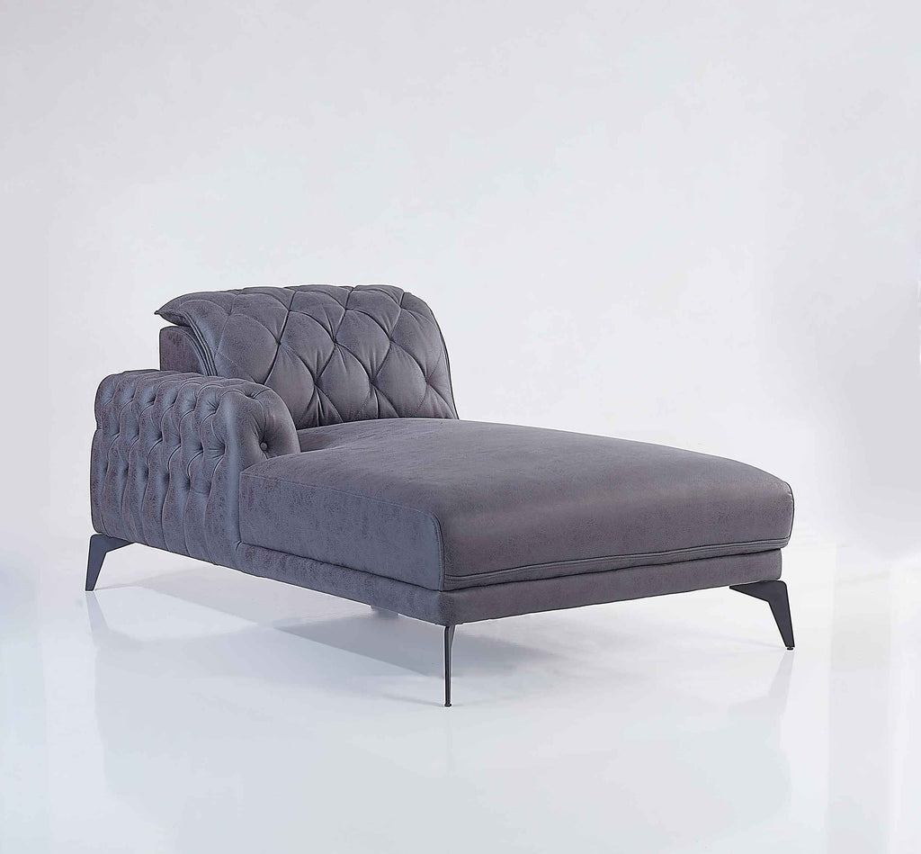 Rubeza Piera Left Hand Facing Vegan Leather Chaise End Corner Sofa - Anthracite Grey