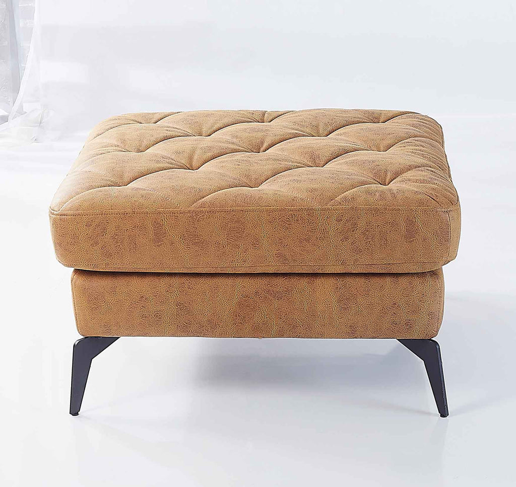 Rubeza Piera Vegan Leather Ottoman Bench - Tan