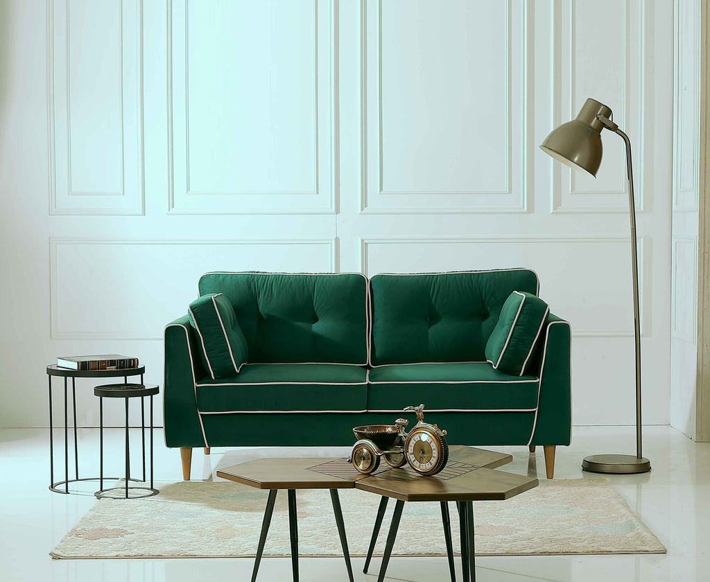 Rubeza Leo 3 Seater Sofa - Super Emerald Green & White