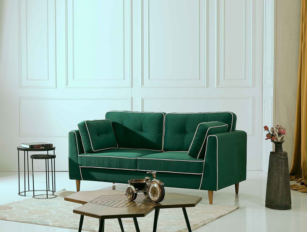 Rubeza Leo 3 Seater Sofa - Super Emerald Green & White