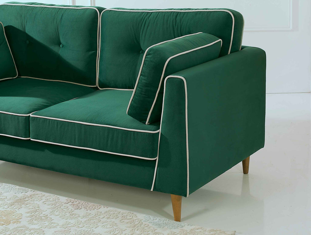 Rubeza Leo 3 Seater Sofa - Super Emerald Green & White