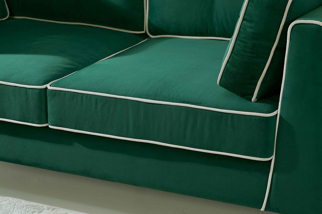 Rubeza Leo 3 Seater Sofa - Super Emerald Green & White