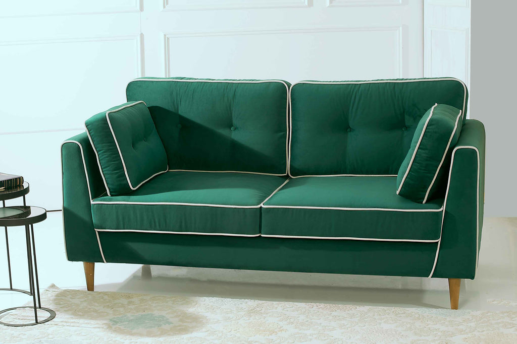 Rubeza Leo 3 Seater Sofa - Super Emerald Green & White