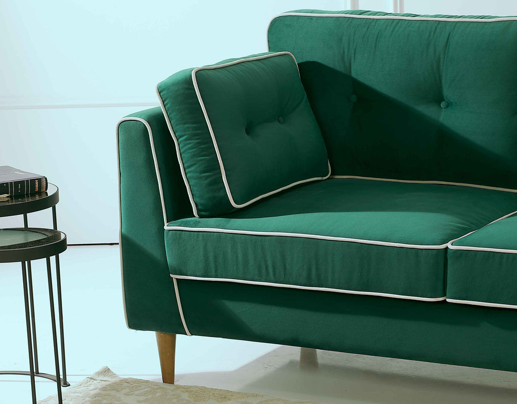 Rubeza Leo 3 Seater Sofa - Super Emerald Green & White