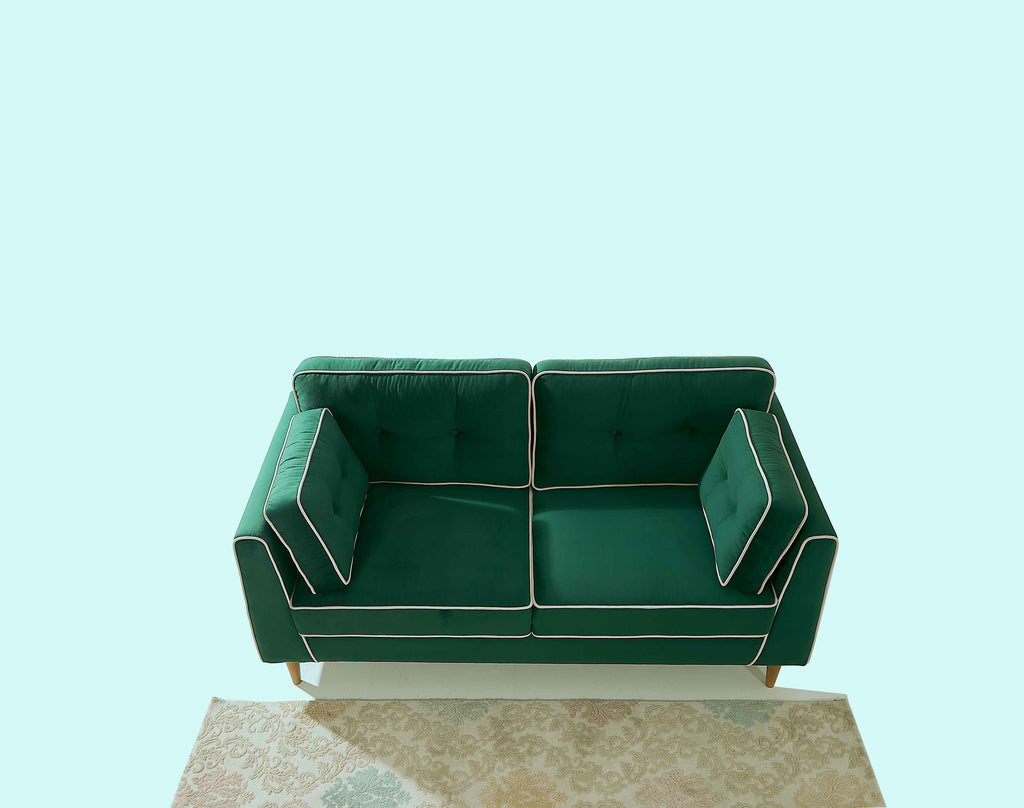 Rubeza Leo 3 Seater Sofa - Super Emerald Green & White