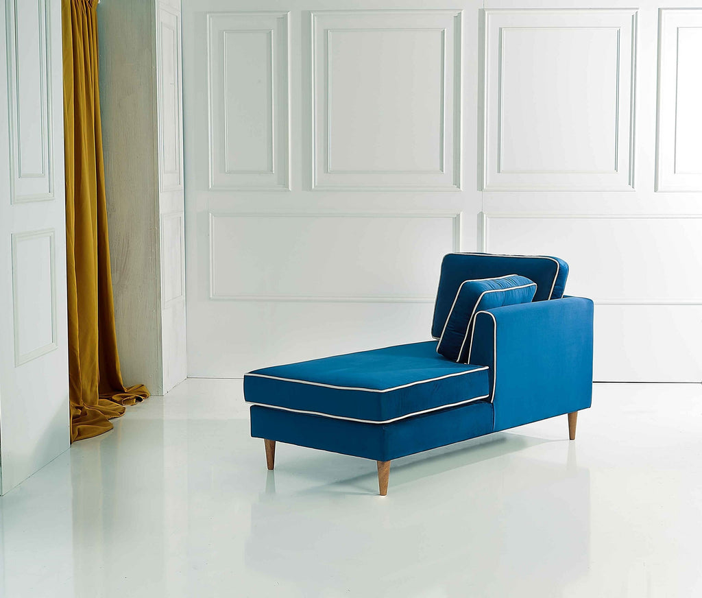 Rubeza Leo Left Chaise Section - Indigo Blue & White