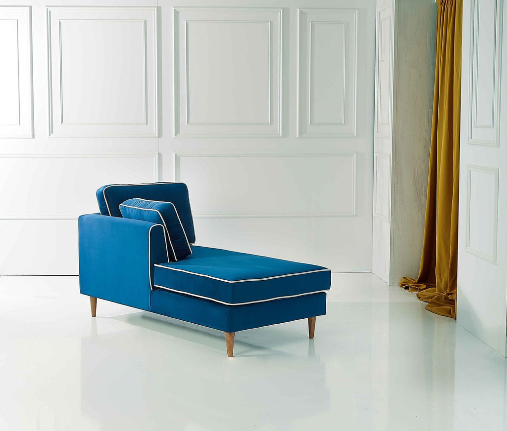 Rubeza Leo Right Chaise Section - Indigo Blue & White