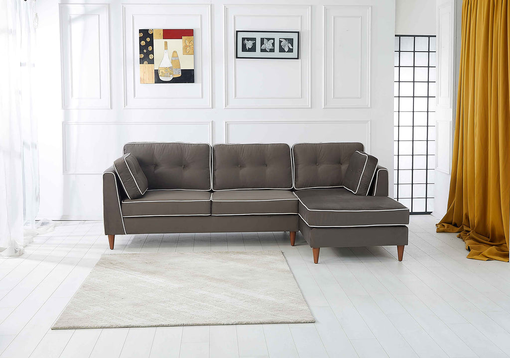 Rubeza Leo 4 Seater Right Hand Facing Chaise End Corner Sofa - Iron Grey