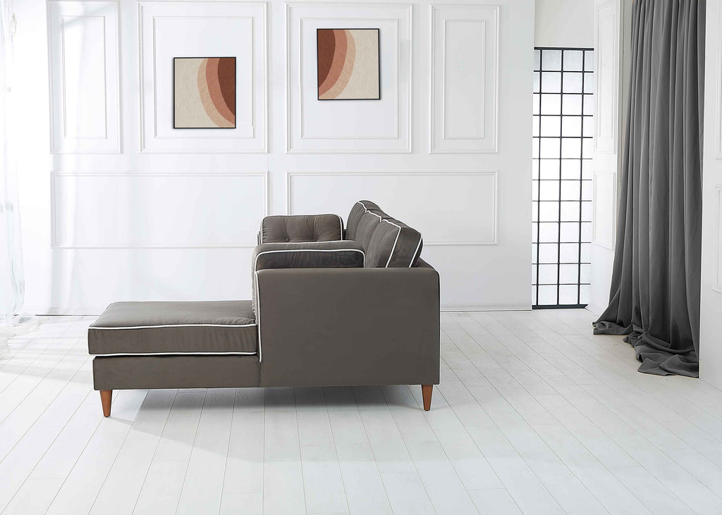 Rubeza Leo 4 Seater Right Hand Facing Chaise End Corner Sofa - Iron Grey