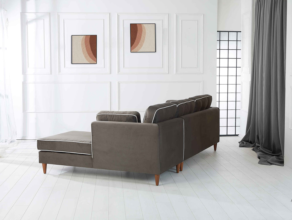 Rubeza Leo 4 Seater Right Hand Facing Chaise End Corner Sofa - Iron Grey