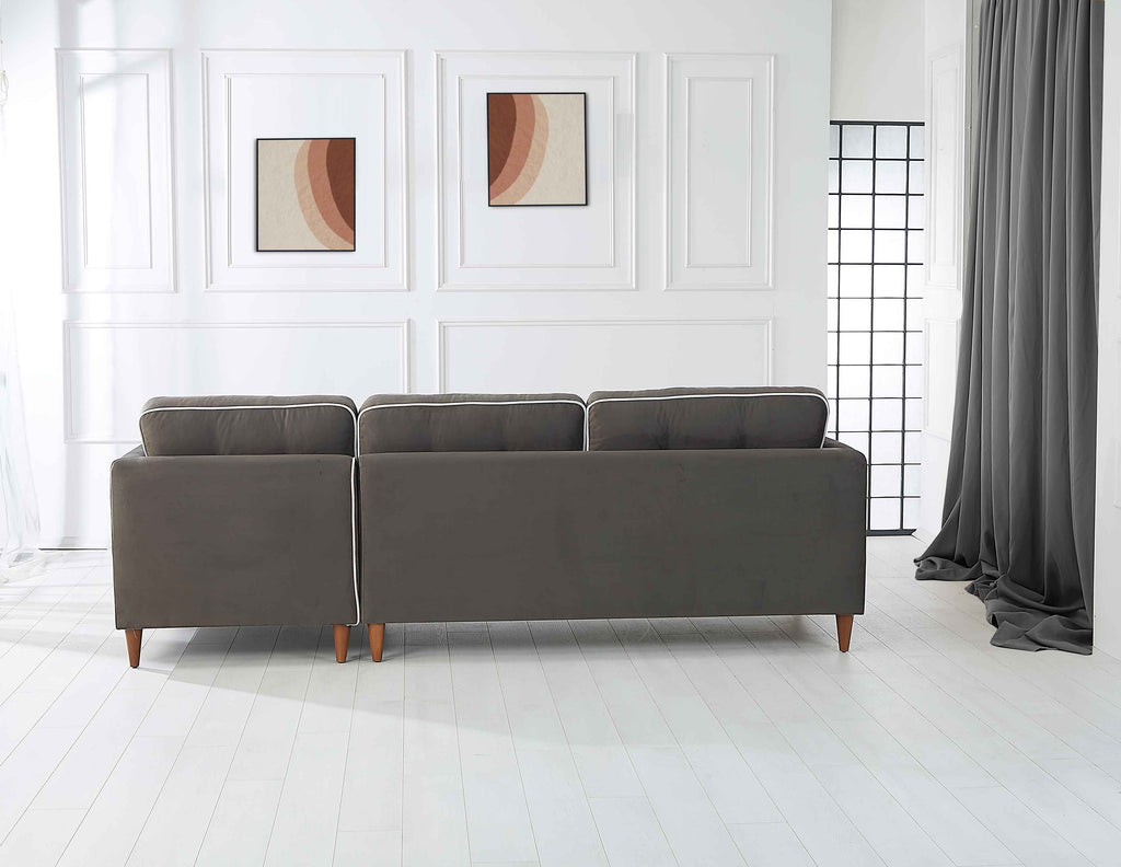 Rubeza Leo 4 Seater Right Hand Facing Chaise End Corner Sofa - Iron Grey