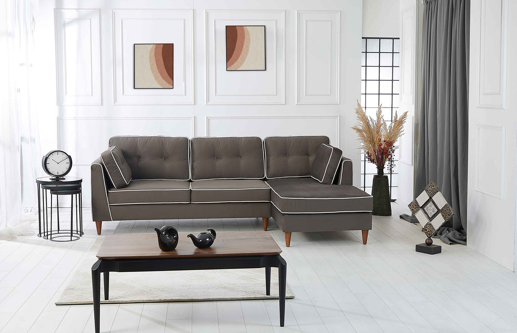 Rubeza Leo 4 Seater Right Hand Facing Chaise End Corner Sofa - Iron Grey