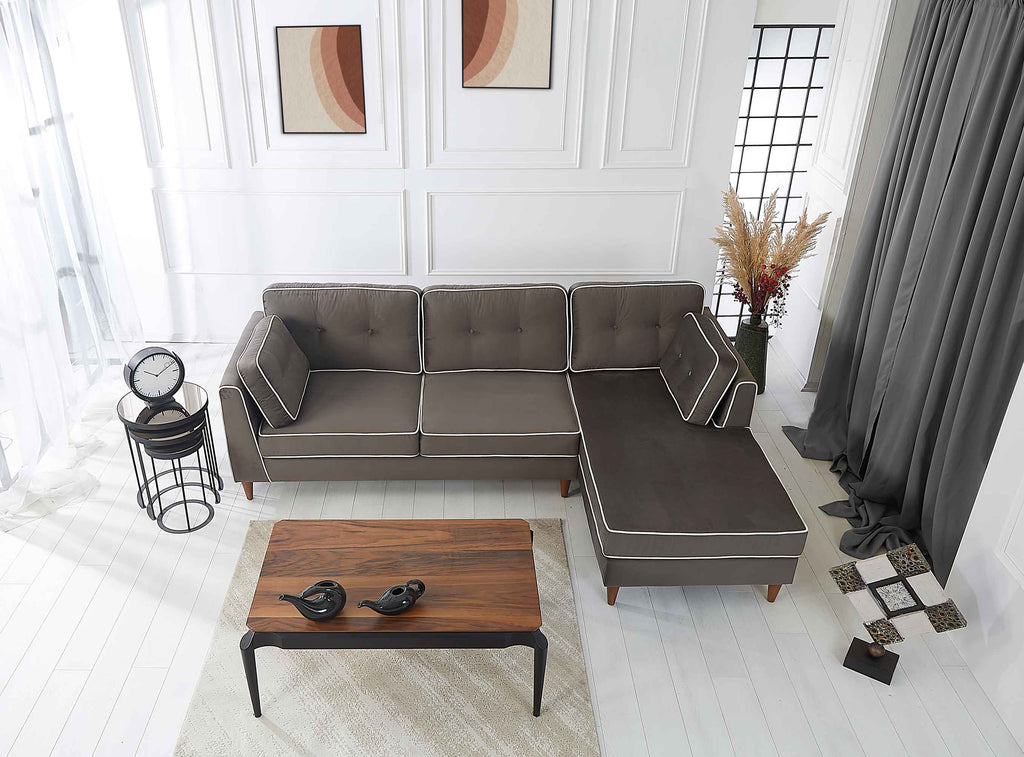 Rubeza Leo 4 Seater Right Hand Facing Chaise End Corner Sofa - Iron Grey