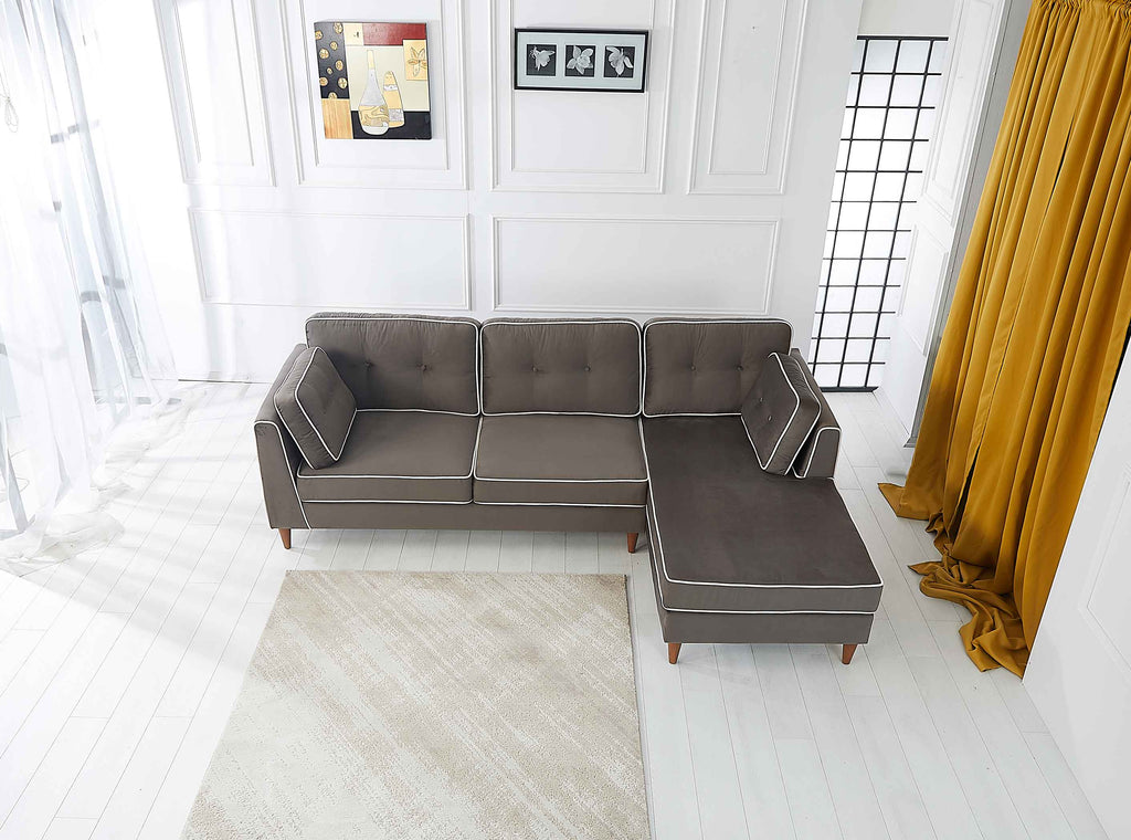 Rubeza Leo 4 Seater Right Hand Facing Chaise End Corner Sofa - Iron Grey