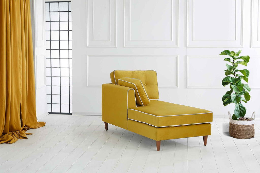 Rubeza Leo Right Chaise Section - Posh Gold & White