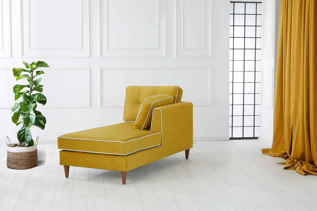 Rubeza Leo Left Chaise Section - Posh Gold & White