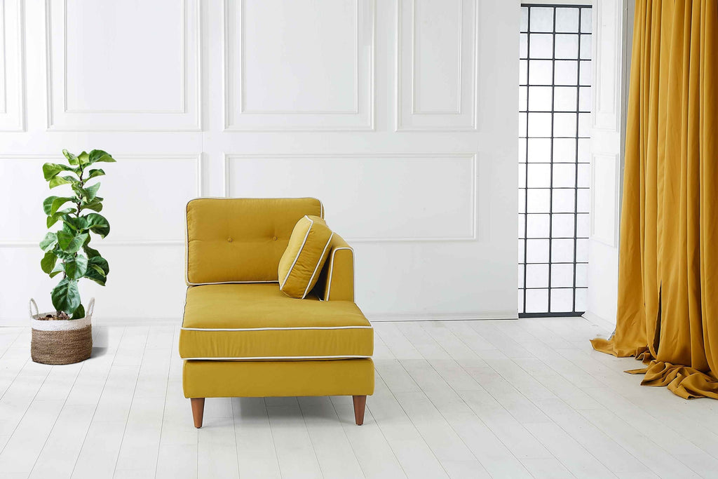 Rubeza Leo Left Chaise Section - Posh Gold & White