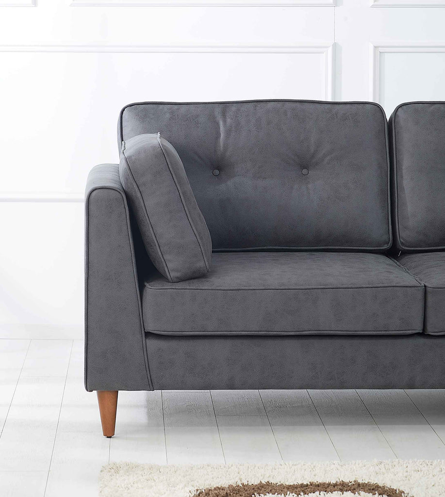 Rubeza Leo 4 Seater Right Hand Facing Chaise End Vegan Leather Corner Sofa - Antrasit Grey