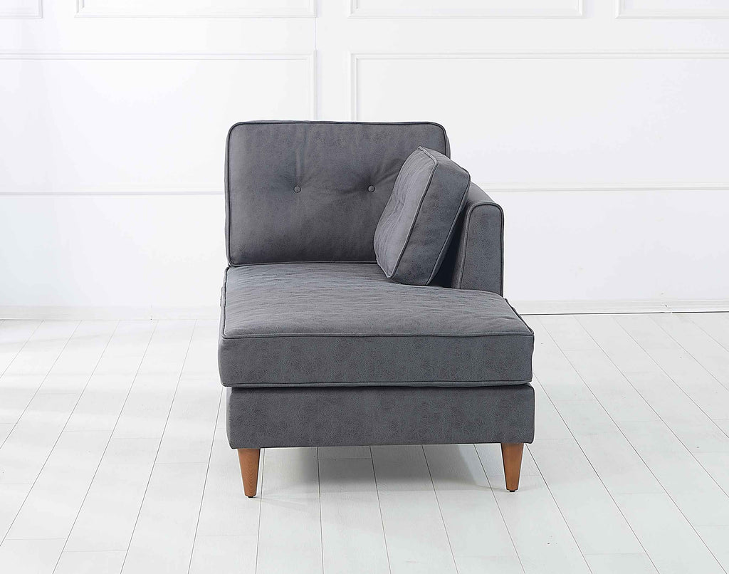 Rubeza Leo 4 Seater Right Hand Facing Chaise End Vegan Leather Corner Sofa - Antrasit Grey