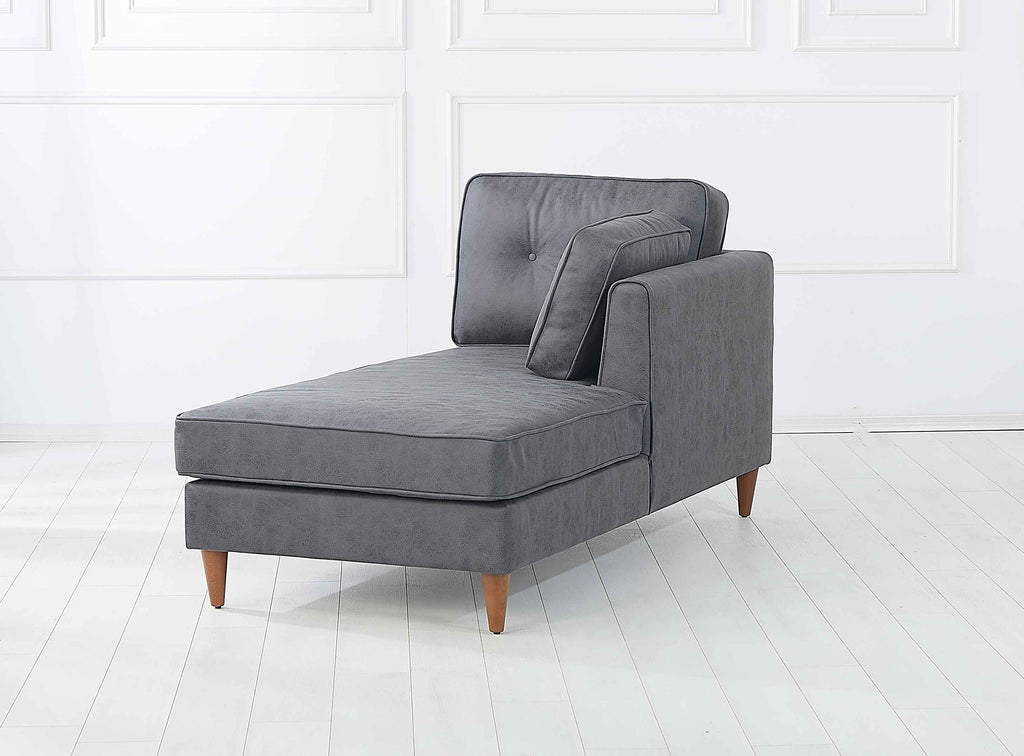 Rubeza Leo 4 Seater Right Hand Facing Chaise End Vegan Leather Corner Sofa - Antrasit Grey