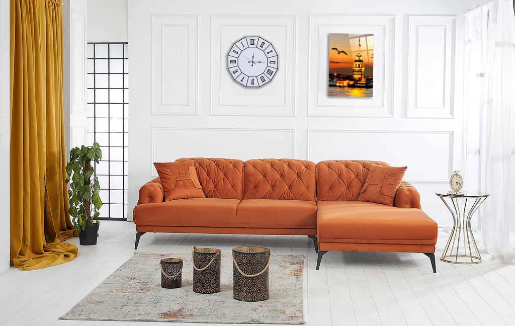 Rubeza Piera Right Hand Facing Corner Sofa - Burnt Orange