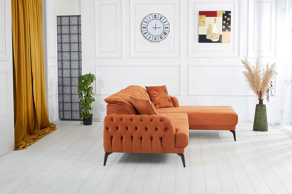Rubeza Piera Right Hand Facing Corner Sofa - Burnt Orange