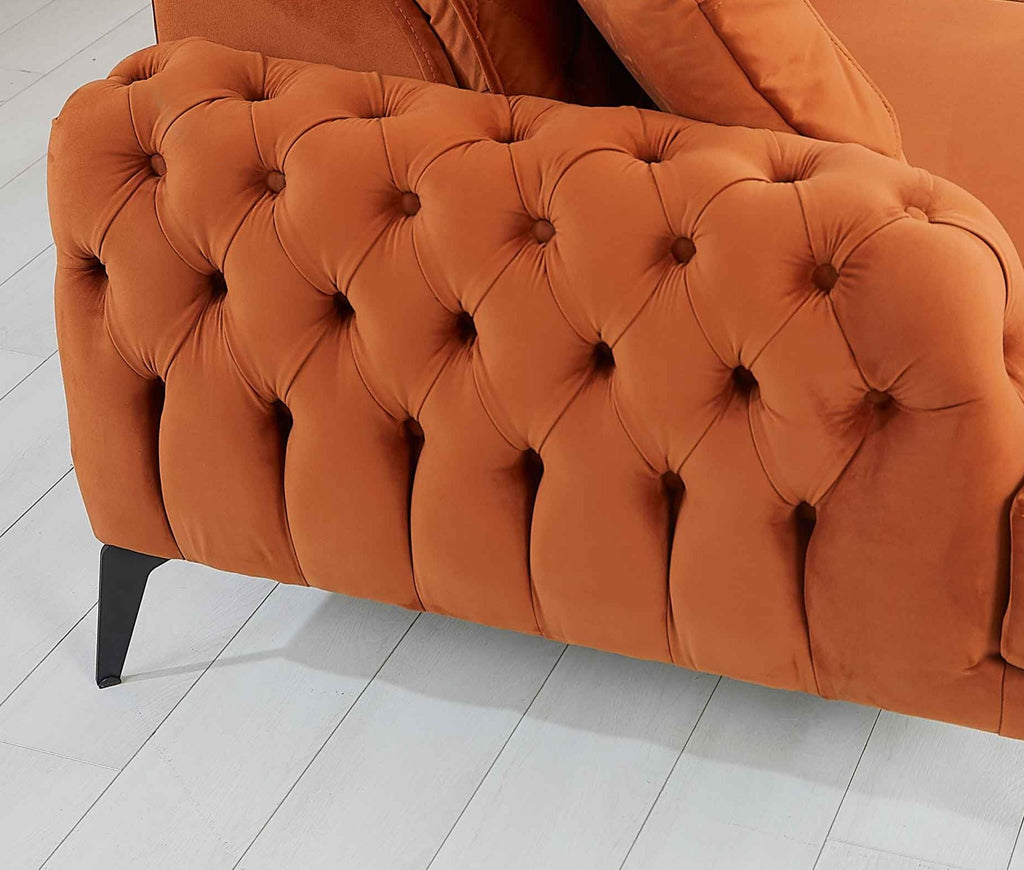 Rubeza Piera Right Hand Facing Corner Sofa - Burnt Orange