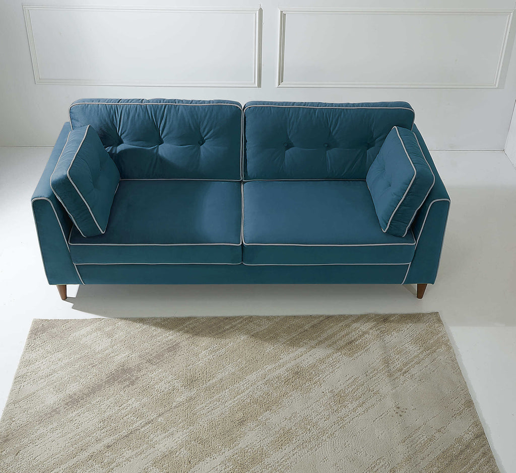 Rubeza Leo 4 Seater Sofa - Ocean Green & White